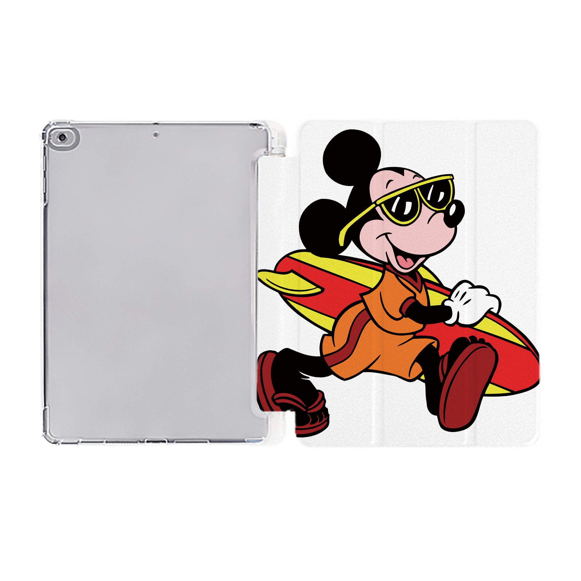 （画像用） ミッキーマウス Mickey Mouse IPad ケース ペン収納付き 三つ折りスタンド PUレザー×シリコン 対応機種9.5/10.5/10.9インチ